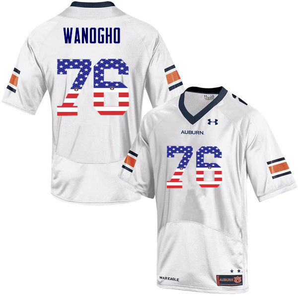 Auburn Tigers Men's Prince Tega Wanogho #76 White Under Armour Stitched College USA Flag Fashion NCAA Authentic Football Jersey XYX2774WD